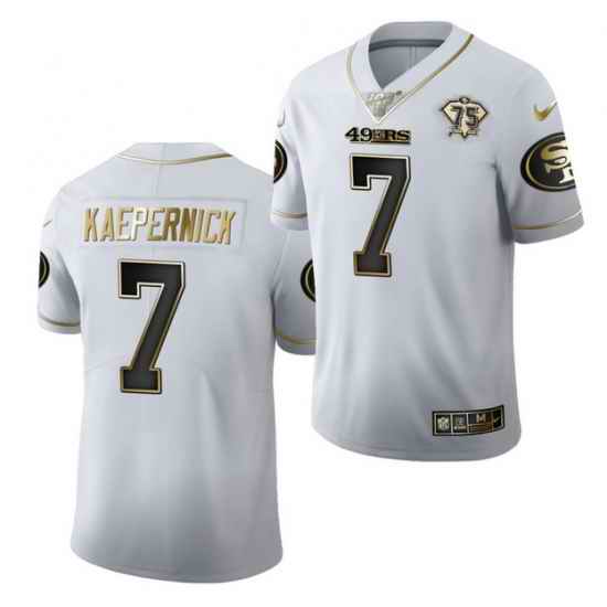 Men San Francisco 49ers #7 Colin Kaepernick White Gold 75th Anniversary Stitched Jersey