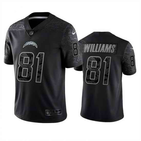 Men Los Angeles Chargers #81 Mike Williams Black Reflective Limited Stitched Football Jersey
