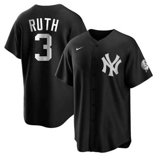 Men New York Yankees #3 Babe Ruth Black Cool Base Stitched Jerseys