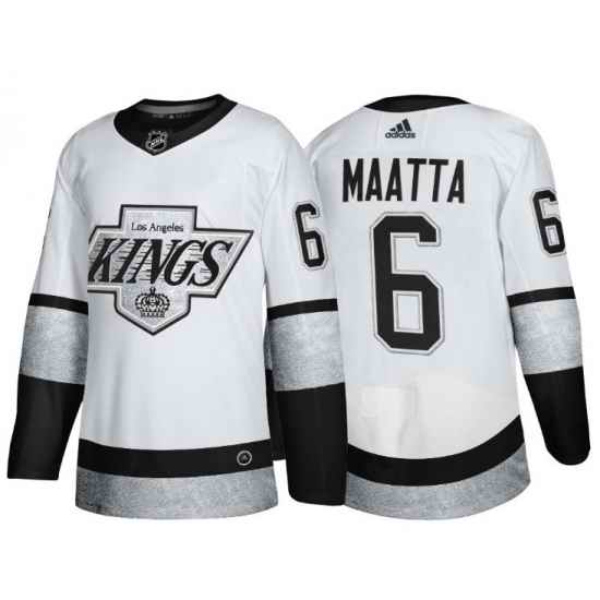 Men Los Angeles Kings #6 Olli Maatta White Throwback Stitched Jersey