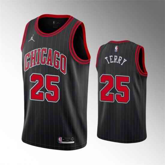 Men Chicago Bulls #25 Dalen Terry Black Swingman Stitched Basketball Jersey