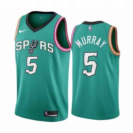 Men San Antonio Spurs #5 Dejounte Murray 2022 23 Teal City Edition Stitched Jersey