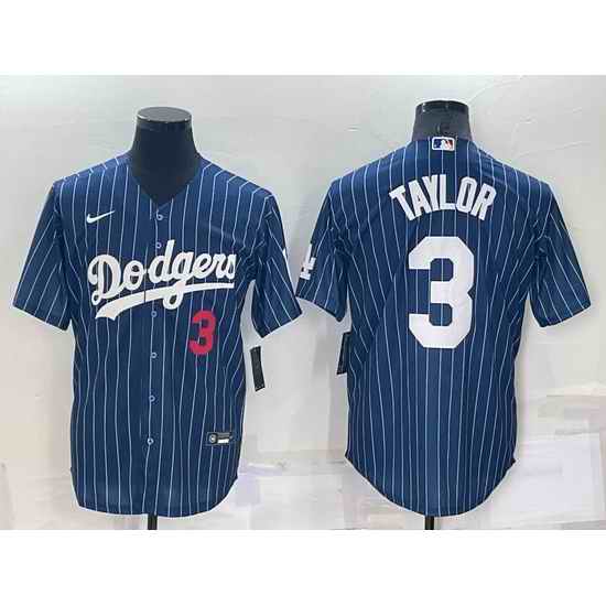 Men Los Angeles Dodgers #3 Chris Taylor Navy Cool Base Stitched Baseball Jersey