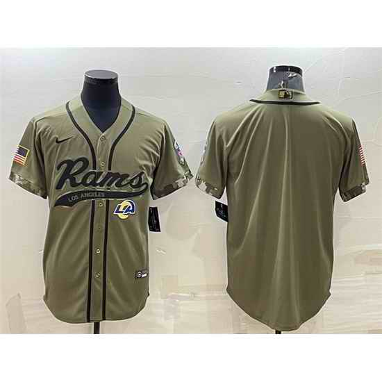 Men Los Angeles Rams Blank Olive Salute To Service Cool Base Stitched Baseball Jersey