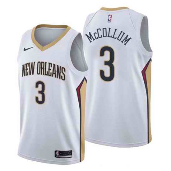 Men New Orleans Pelicans #3 C J  McCollum White Association Edition Stitched Jerse