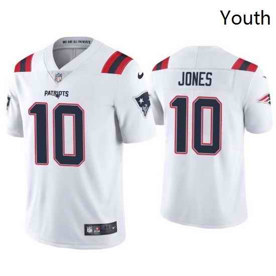 Youth New England Patriots #10 Mac Jones White 2021 Draft Jersey