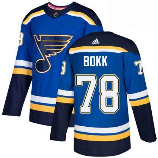 Mens Adidas St Louis Blues #78 Dominik Bokk Authentic Royal Blue Home NHL Jersey