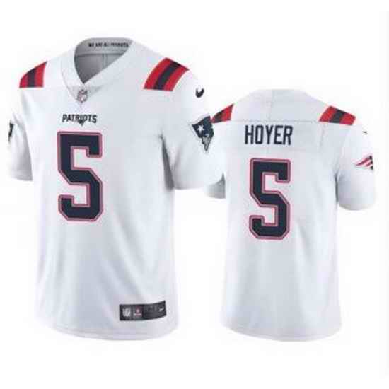 Men New England Patriots #5 Brian Hoyer White 2021 Vapor Untouchable Limited Stitched Jersey