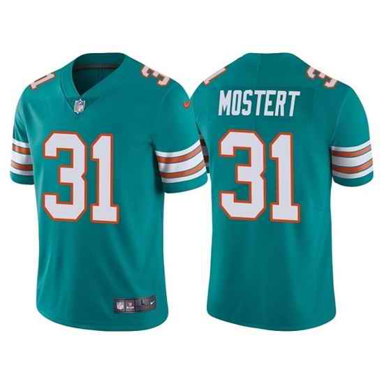 Men Miami Dolphins #31 Raheem Mostert Aqua Color Rush Limited Stitched Football Jersey