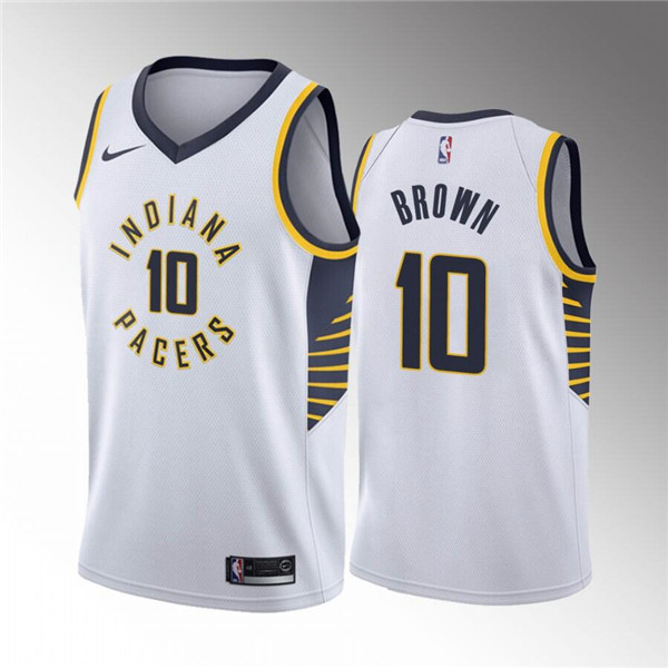 Men's Indiana Pacers #10 Kendall Brown White Icon Edition 75th Anniversary Stitched Basketball Jersey