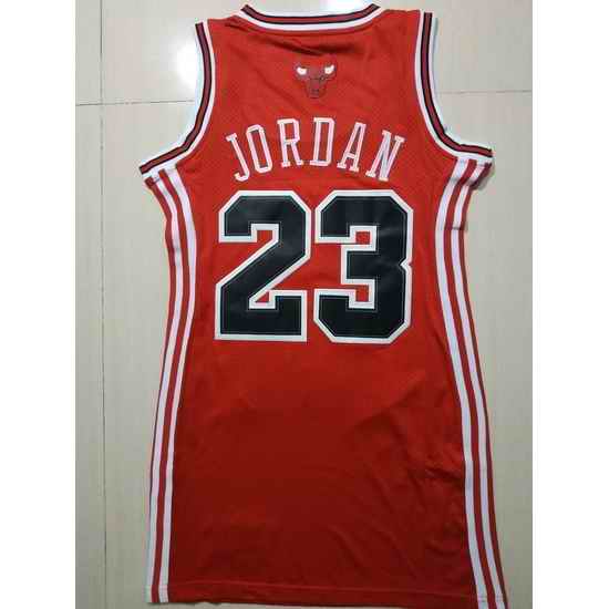 Women Chicago Bulls #23 Michael Jordan Dress Stitched Jersey Red II