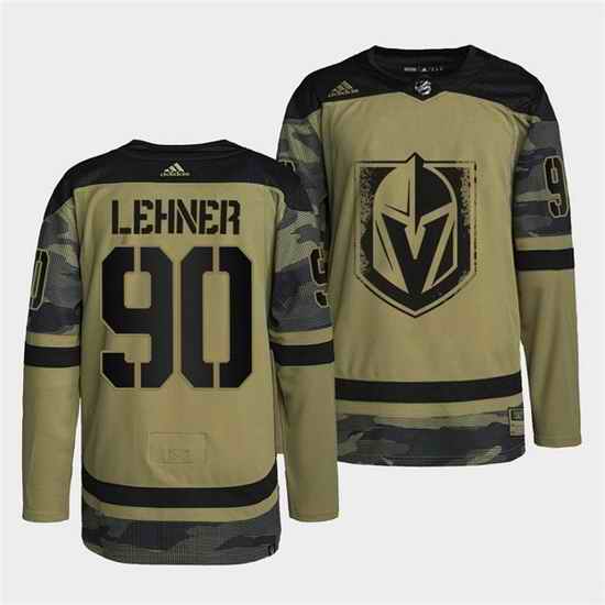 Men Vegas Golden Knights #90 Robin Lehner 2022 Camo Military Appreciation Night Stitched jersey