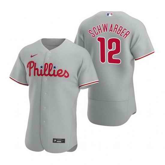 Men Philadelphia Phillies #12 Kyle Schwarber Grey Flex Base Stitched Baseball jersey