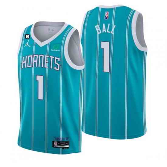 Men Charlotte Hornets #1 LaMelo Ball 2022 23 Icon Edition No 6 Patch Stitched Basketball Jersey