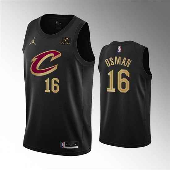 Men Cleveland Cavaliers #16 Cedi Osman Black Statement Edition Stitched Basketball Jersey