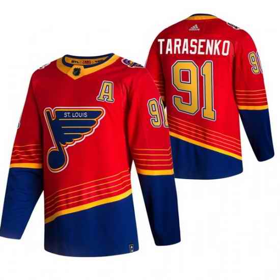 Men St  Louis Blues 91 Vladimir Tarasenko Red Adidas 2020 #21 Reverse Retro Alternate NHL Jersey
