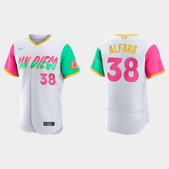 Men San Diego Padres #38 Jorge Alfaro 2022 White City Connect Flex Base Stitched Baseball Jersey