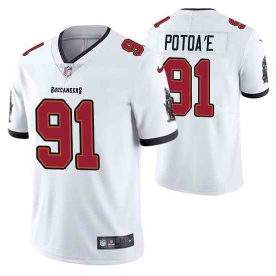 Men Tampa Bay Buccaneers #91 Benning Potoa White Vapor Untouchable Limited Stitched Jersey