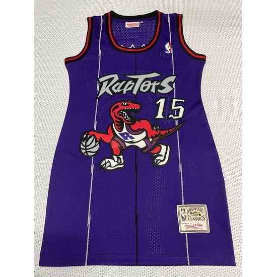 Women Toronto Raptors #15 Vince Carter Dress Stitched Jersey Purple