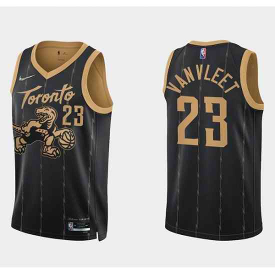 Men Toronto Raptors 23 Fred Vanvleet 2021 #22 City Edition Black 75th Anniversary Swingman Stitched Basketball Jersey