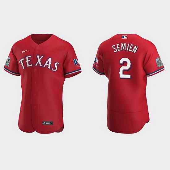 Men Texas Rangers #2 Marcus Semien Red Flex Base Stitched jersey