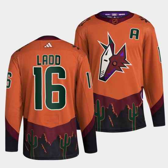 Men Arizona Coyotes #16 Andrew Ladd Orange 2022 23 Reverse Retro Stitched Jersey