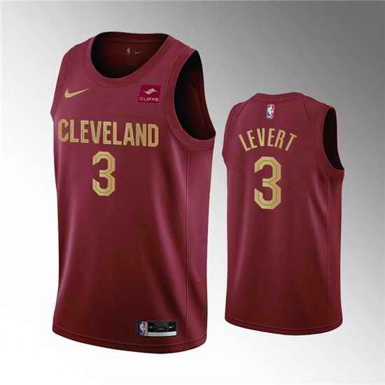 Men Cleveland Cavaliers #3 Caris LeVert Wine Icon Edition Stitched Basketball Jersey