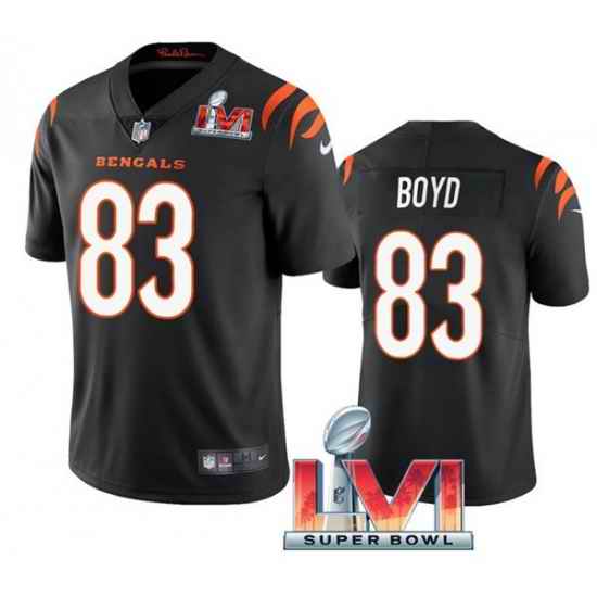 Nike Cincinati Bengals #83 Tyler Boyd Black 2022 Super Bowl LVI Vapor Limited Jersey