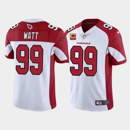 Men Arizona Cardinals 99 J J  Watt 2022 White With #4 Star C Patch Vapor Untouchable Limited Stitched Jersey