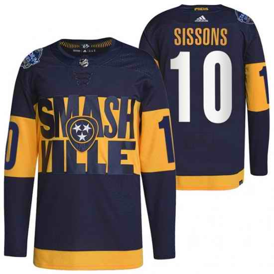 Men Nashville Predators #10 Colton Sissons 2022 Navy Stadium Series Breakaway Player Stitched Jersey