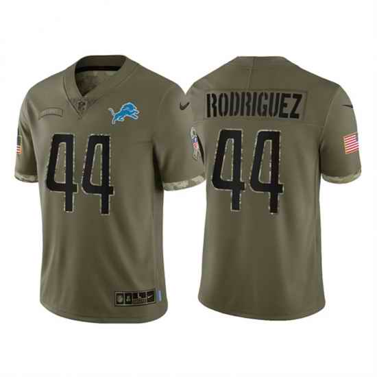 Men Detroit Lions #44 Malcolm Rodriguez Olive 2022 Salute To Service Limited Stitched Jersey