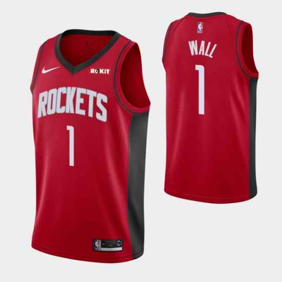 Men Houston Rockets #1 John Wall Red Stitched Basketball Jersey
