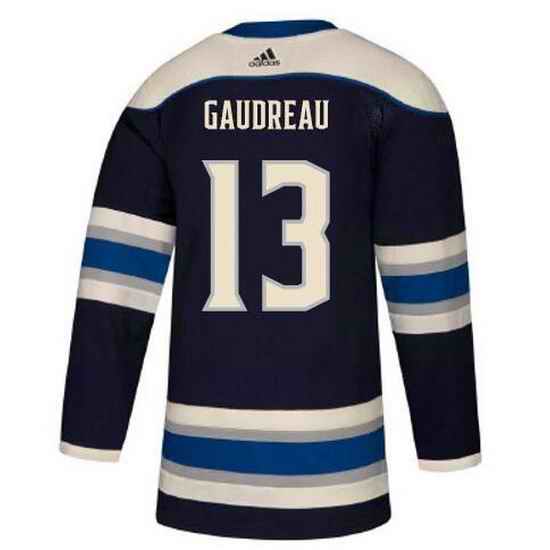 Men Adidas Columbus Blue Jackets #13 Johnny Gaudreau Premier Navy Blue Alternate NHL Jersey