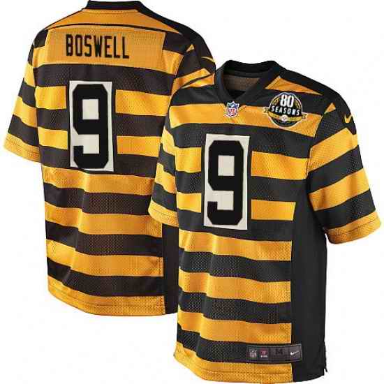 Men Nike Pittsburgh Steelers #9 Chris Boswell Elite Yellow Black Alternate 80TH Anniversary Throwback NFL Jersey