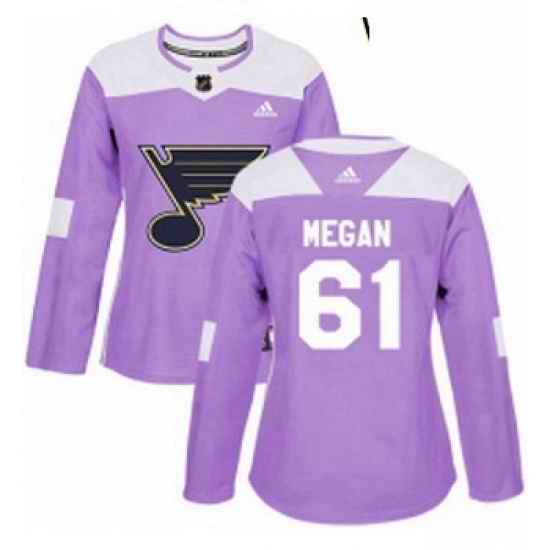 Womens Adidas St Louis Blues #61 Wade Megan Authentic Purple Fights Cancer Practice NHL Jersey