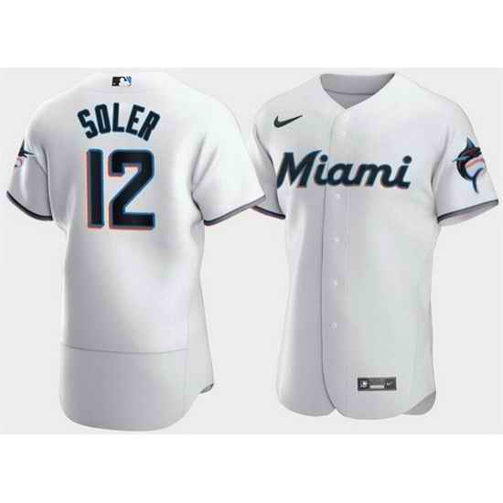 Men Miami Marlins #12 Jorge Soler White Flex Base Stitched jersey