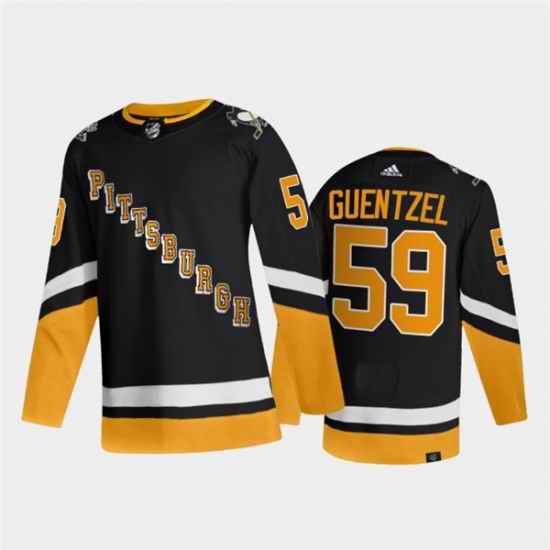 Men Pittsburgh Penguins #59 Jake Guentzel 2021 2022 Black Stitched Jersey