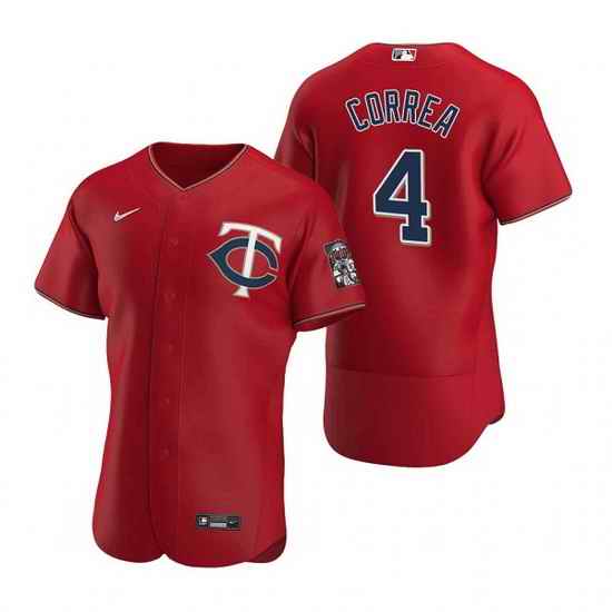 Men Minnesota Twins #4 Carlos Correa Red Flex Base Stitched jersey