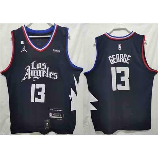 Men Los Angeles Clippers #13 Paul George Black Stitched Jersey