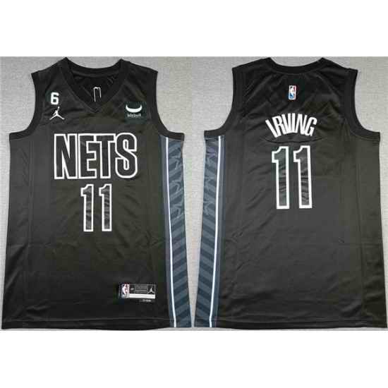 Men Brooklyn Nets 11 Kyrie Irving Black2022 23 Statement Edition No #6 Patch Stitched Basketball Jersey