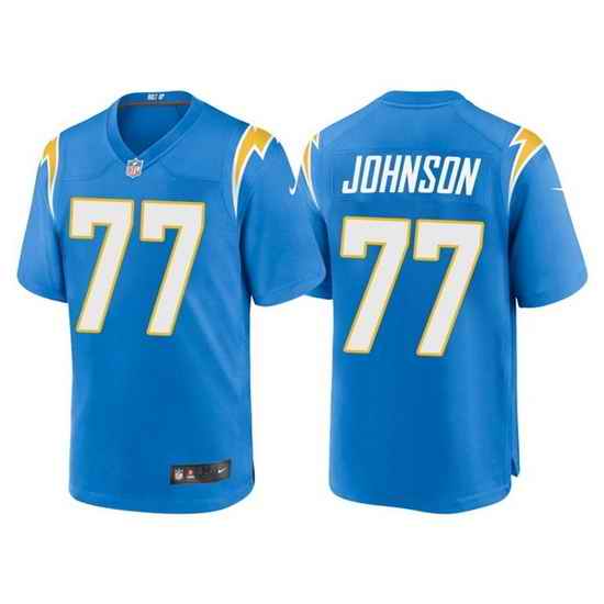 Men Los Angeles Chargers #77 Zion Johnson Blue Limited Stitched jersey