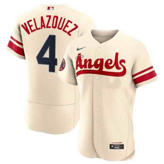 Men Los Angeles Angels #4 Andrew Velazquez 2022 Cream City Connect Flex Base Stitched Jerseyy