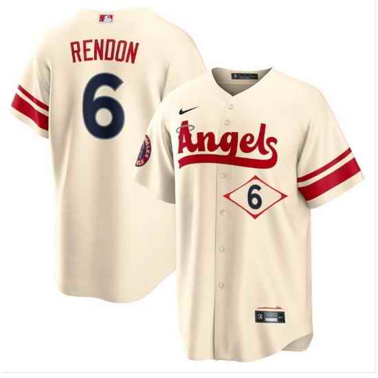 Men Los Angeles Angels #6 Anthony Rendon 2022 Cream City Connect Cool Base Stitched Jersey