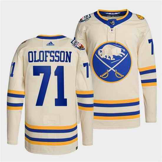 Men Buffalo Sabres #71 Victor Olofsson 2022 Cream Heritage Classic Stitched jersey