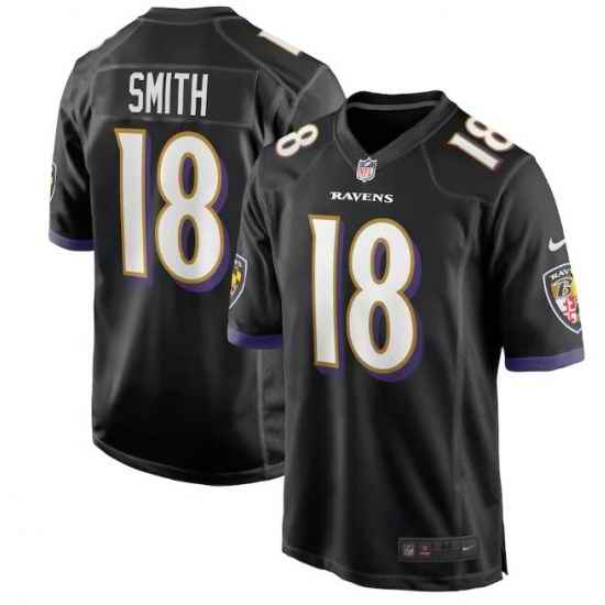Men Baltimore Ravens #18 Roque Smith Black Vapor Limited Stitched Jersey