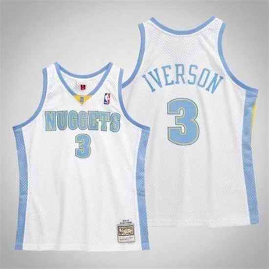 Men Denver Nuggets  #3 Allen Iverson Hard Classic Mitchell Ness Jersey