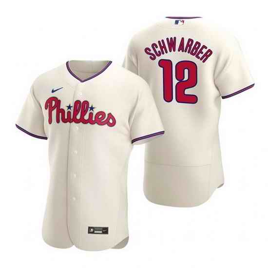 Men Philadelphia Phillies #12 Kyle Schwarber 2021 Cream Flex Base Stitched Baseball jersey