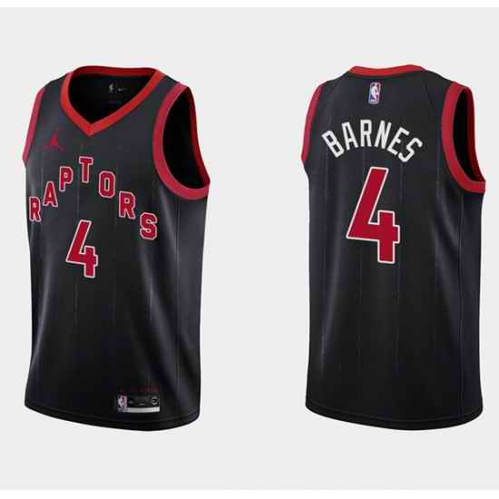 Men Toronto Raptors #4 Scottie Barnes Black Statement Edition Stitched Basketball Jersey