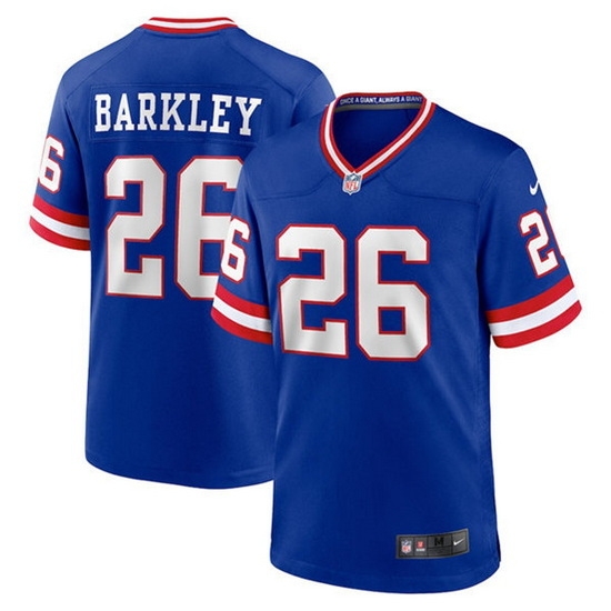 Men New York Giants #26 Saquon Barkley Royal Classic Retired Player Stitched Game Jersey