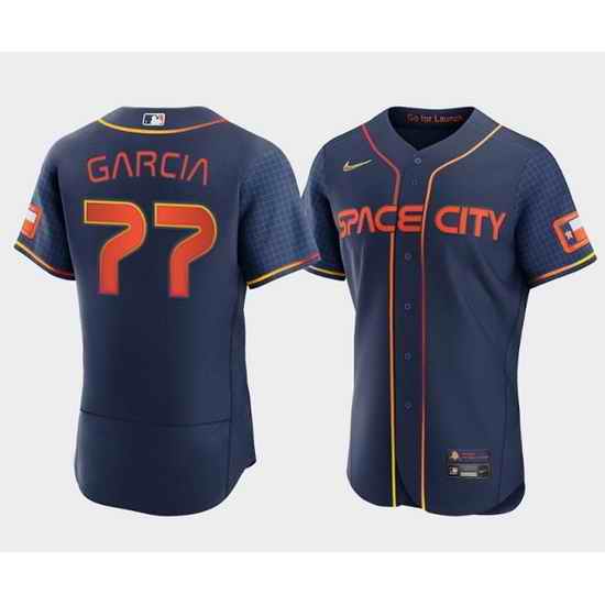 Men Houston Astros #77 Luis Garcia 2022 Navy City Connect Flex Base Stitched Baseball Jerse